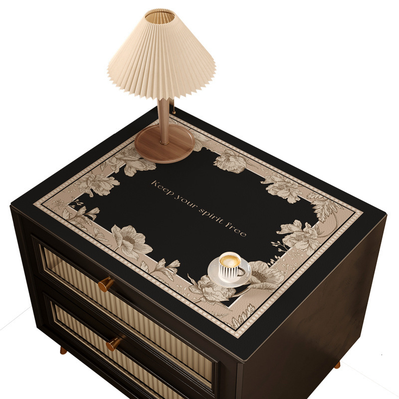 Table Mat Black White Designer Style American Pattern Wash Free Waterproof Heat Resistant Dining Table Placemat For Kitchen