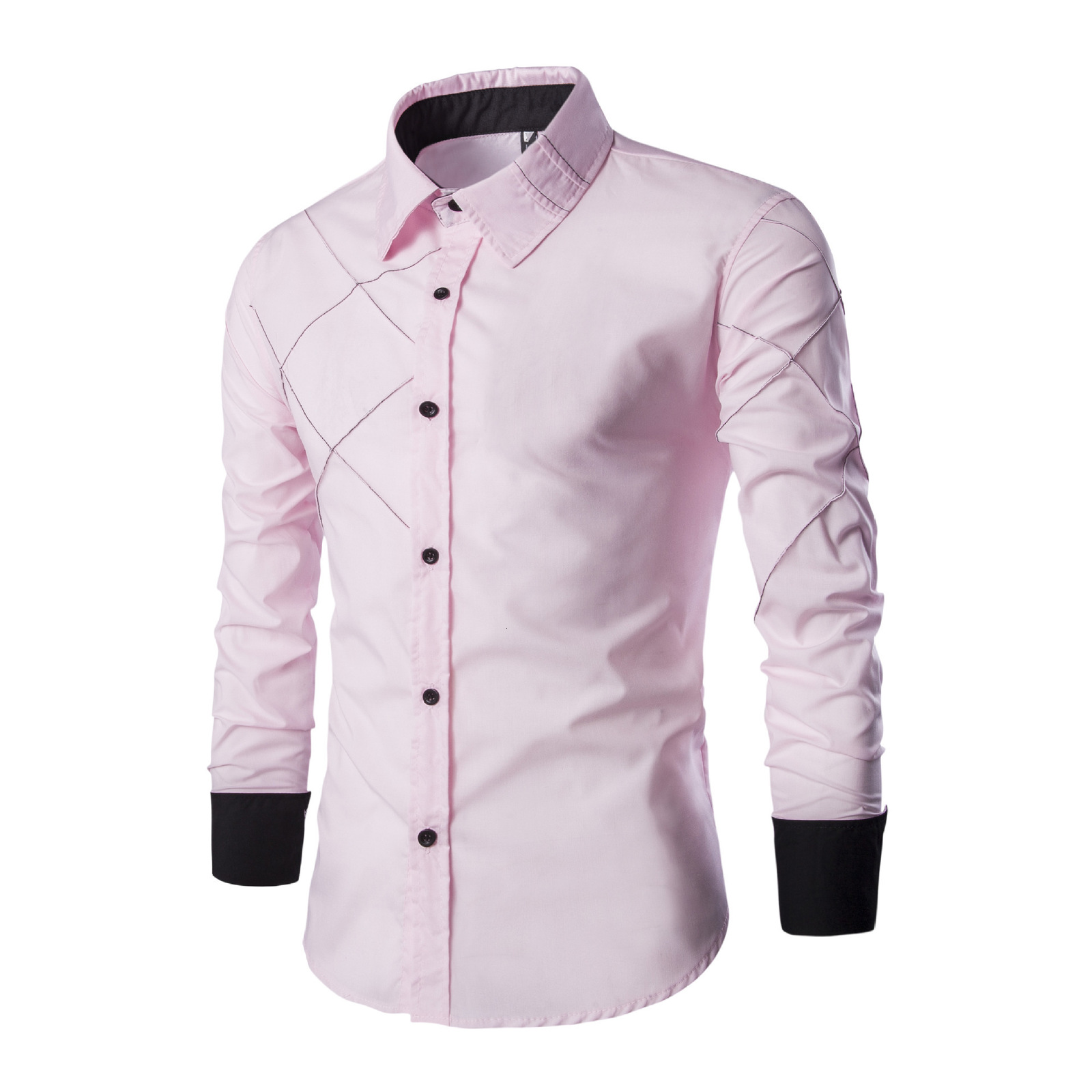 Hot-selling mens long-sleeved shirt grid line design casual shirt color 240827 ww