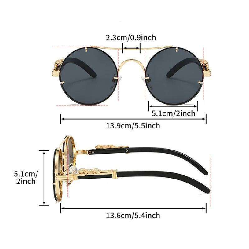 Retro Round Metal Sunglasses Fashion Pilot Gradient Driving Men's Shades Women Vintage Trendy Brand Design Sun Glasses 26Y0409