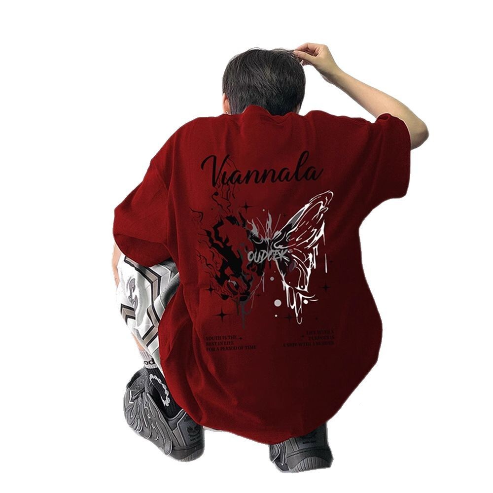 2026 New Designer Luxury Brand Fashion Cool Street Style Men's T-shirt High-end Summer Cotton Butterfly Short Sleeved US High Street Niche Five Q