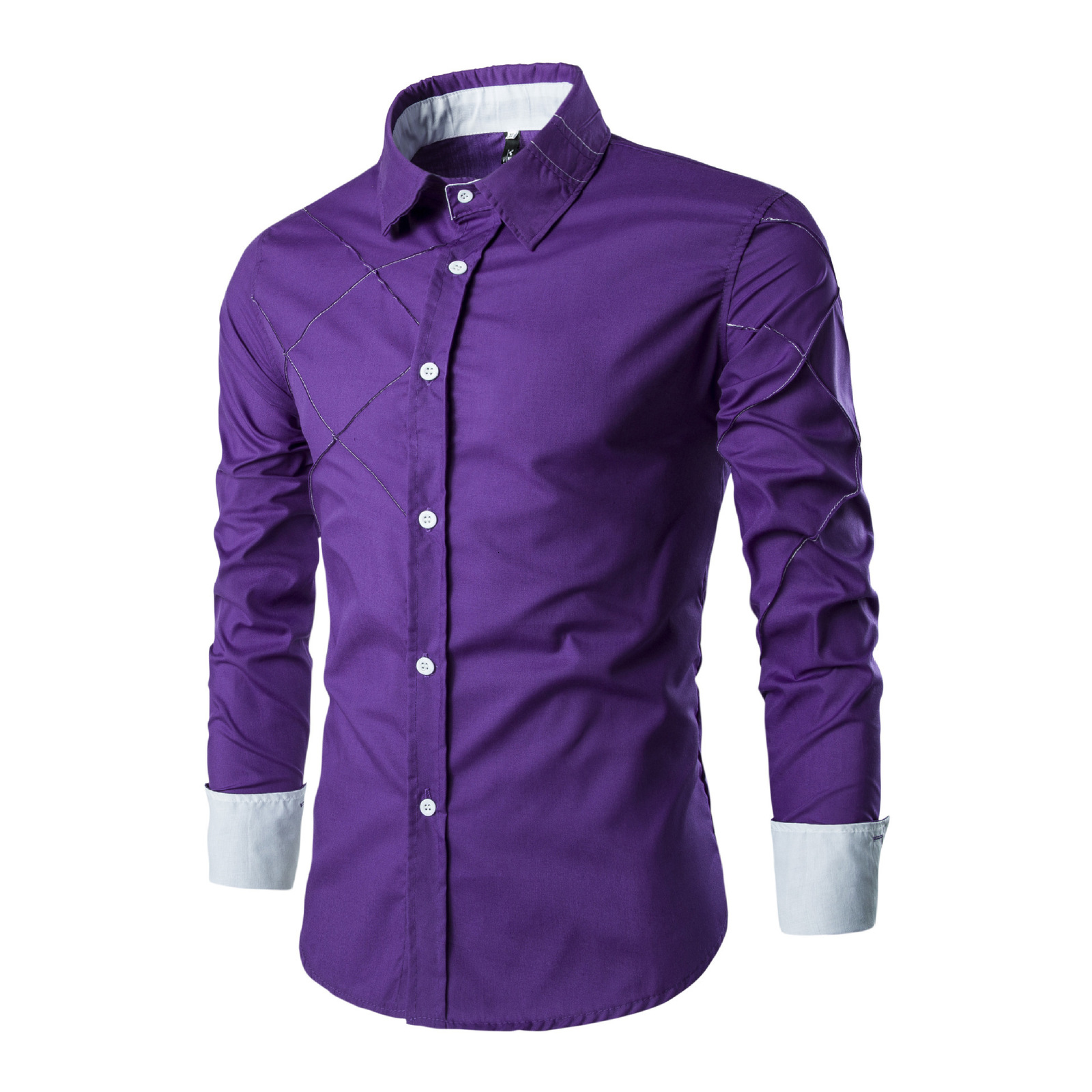 Hot-selling mens long-sleeved shirt grid line design casual shirt color 240827 ww