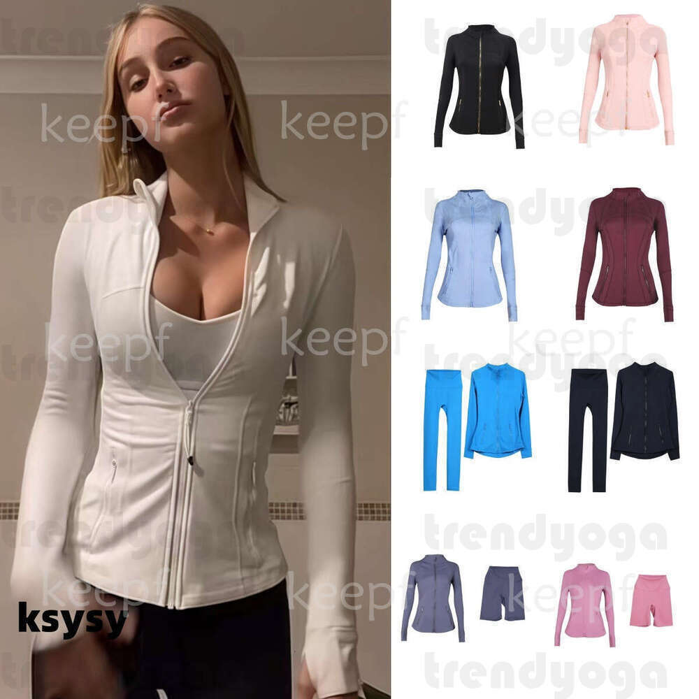 10A New Yoga Jacket Cropped Jacket With Gold Zipper luluism lemonal men Women Long Sleeve Sport Coat Sweatshirt Jogging luluism lemonal men Jackets yt