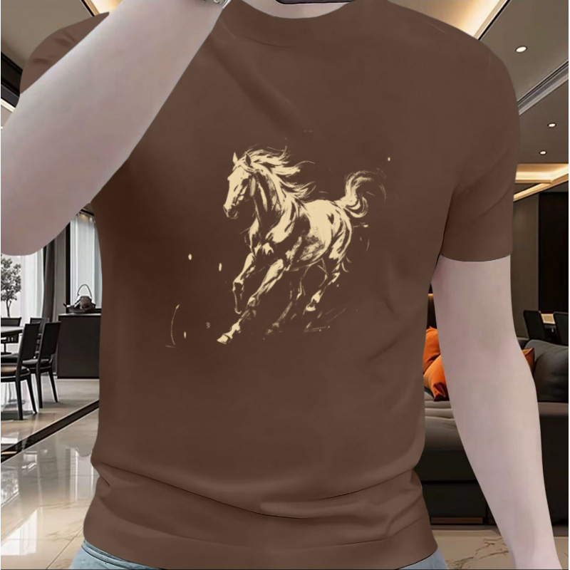 Cotton Short Sleeved T-shirt 2026 Year Of The Horse New Year Designer Luxury Brand Men's Fashion Breathable Trend Brand Top Men's Short Slee