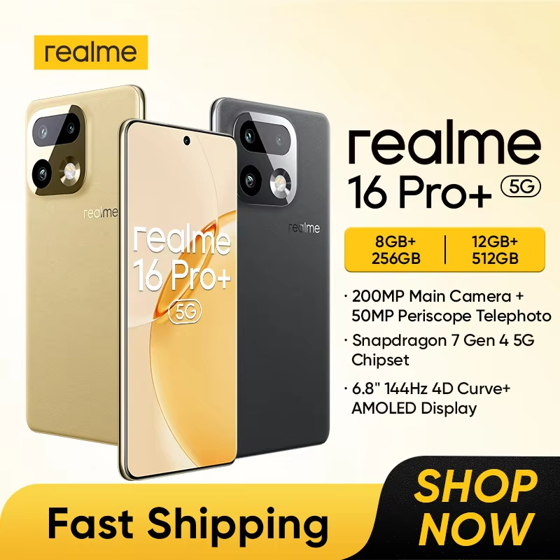 Realme 16 Pro Plus Smartphone NFC Snapdragon 7 Gen 4 Chipset 7000mAh Battery 200MP Camera 6.8" 144Hz