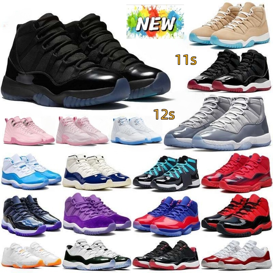With Box 11 11s Basketball Shoes 11 Cool Grey Pink 12s Mens Womens Shoes Designer Sneakers Gamma Blue Violet Low 25th Anniversary Concord Space Jam Midnight Trainers