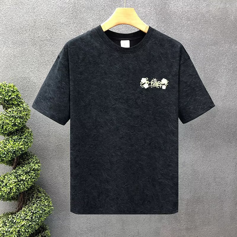 2026 New Designer Luxury Brand American Retro Men's Short Sleeved Shirt Embroidered Logo Simple High-end Multifunctional Round Neck Half Sleeved 