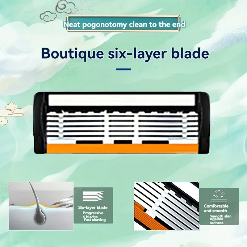Razor Classic 6 Layer Safety for Mens ShavingWomens Hair Removal Shaving Blades Manual Shaver 260409 - view 3