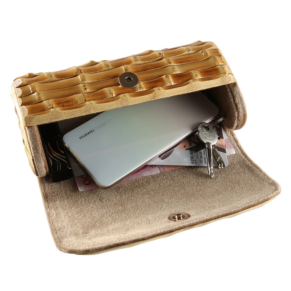 Nilerun Fashion Vintage Retro Hard Wood Rattan Straw Evening Purse Wallet Unique Handmade Natural Bamboo Root Clutch Bag 260408