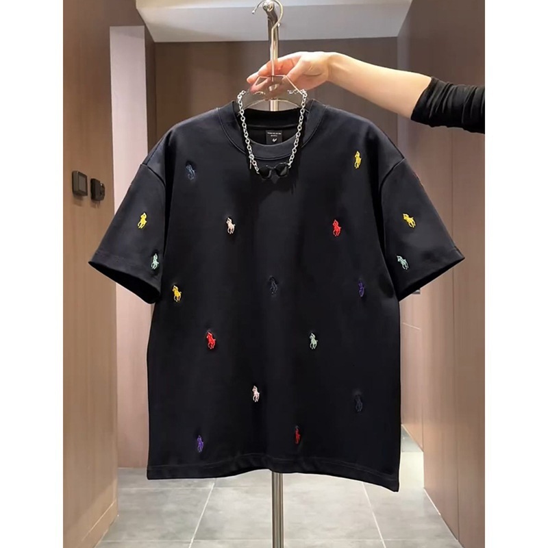 Luxury Brand Designer Clothes Trendy Brand Personalized Embroidered T-Shirt Short Sleeve Men's Summer New Casual Slim Fit Half Round Neck Pullove