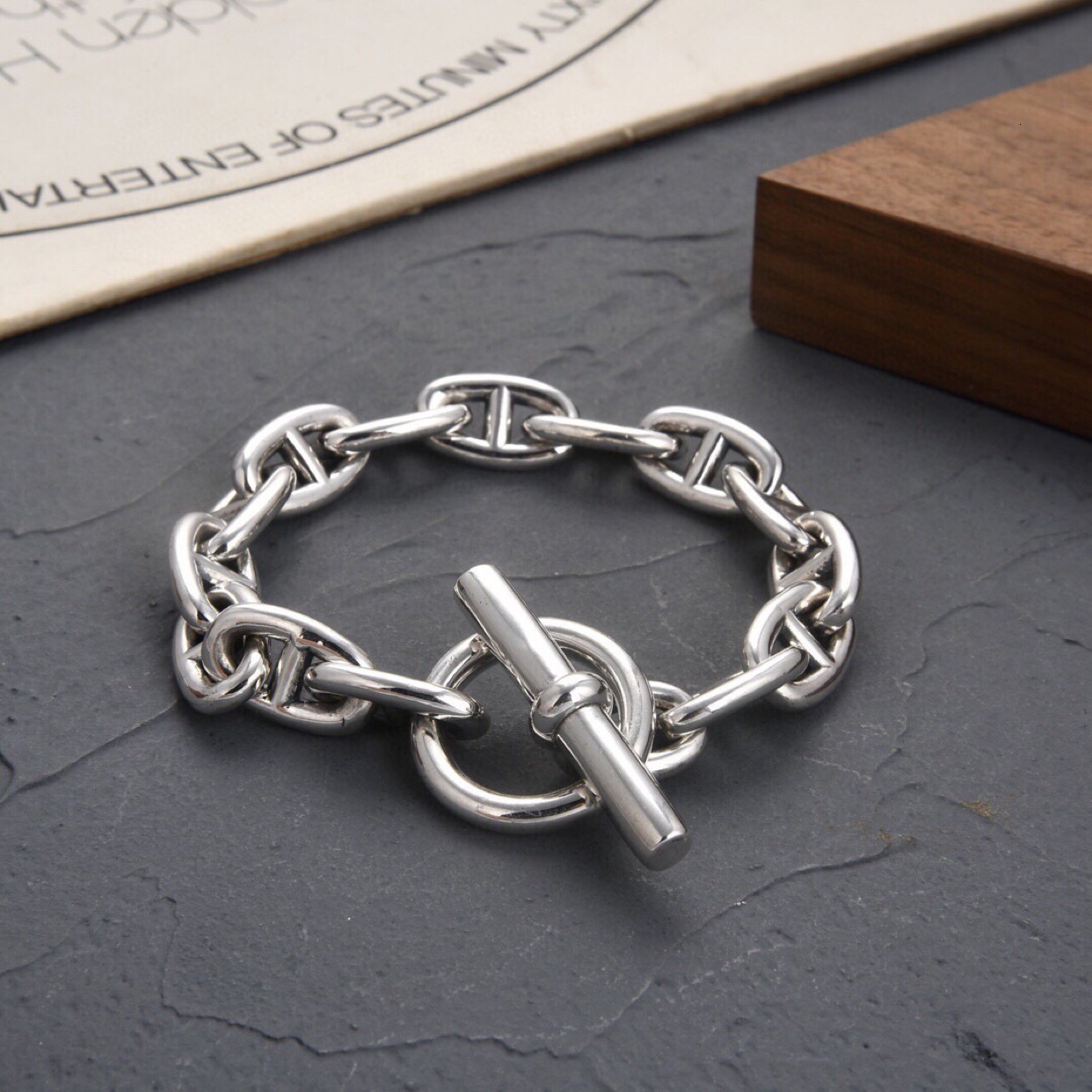 Unisex Pig Nose Bracelet Vintage Heavy-Duty OT Buckle S925 Silver Bracelet Designer Fashion Jewelry