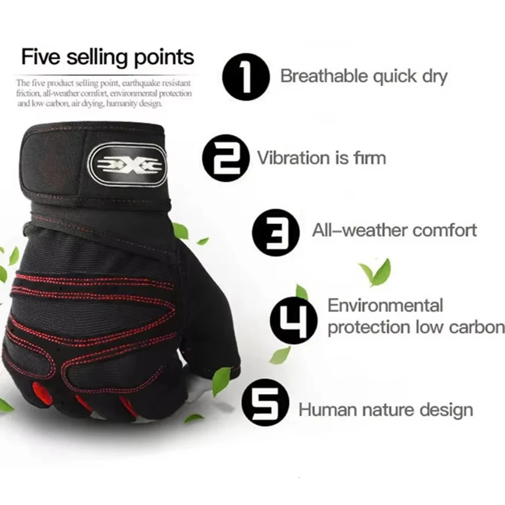Workout Gloves for Men Women Half Finger Glove with Wrist Wrap Sport Weight Lifting Training Bicycle Motorcyclist Gym 260408