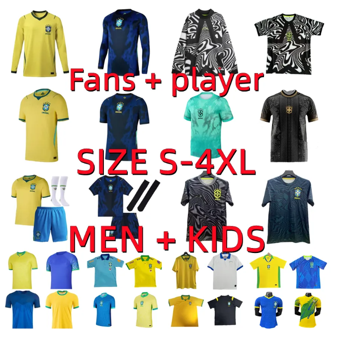 2026 2027 Brazil Soccer Jerseys 18 19 20 22 23 24 25 26 27 NEYMAR JR RAPHINHA VINI JR. RODRYGO NDRICK CASEMIRO ESTEVAO CUNHA BRUNO Player version football shirts Men kids
