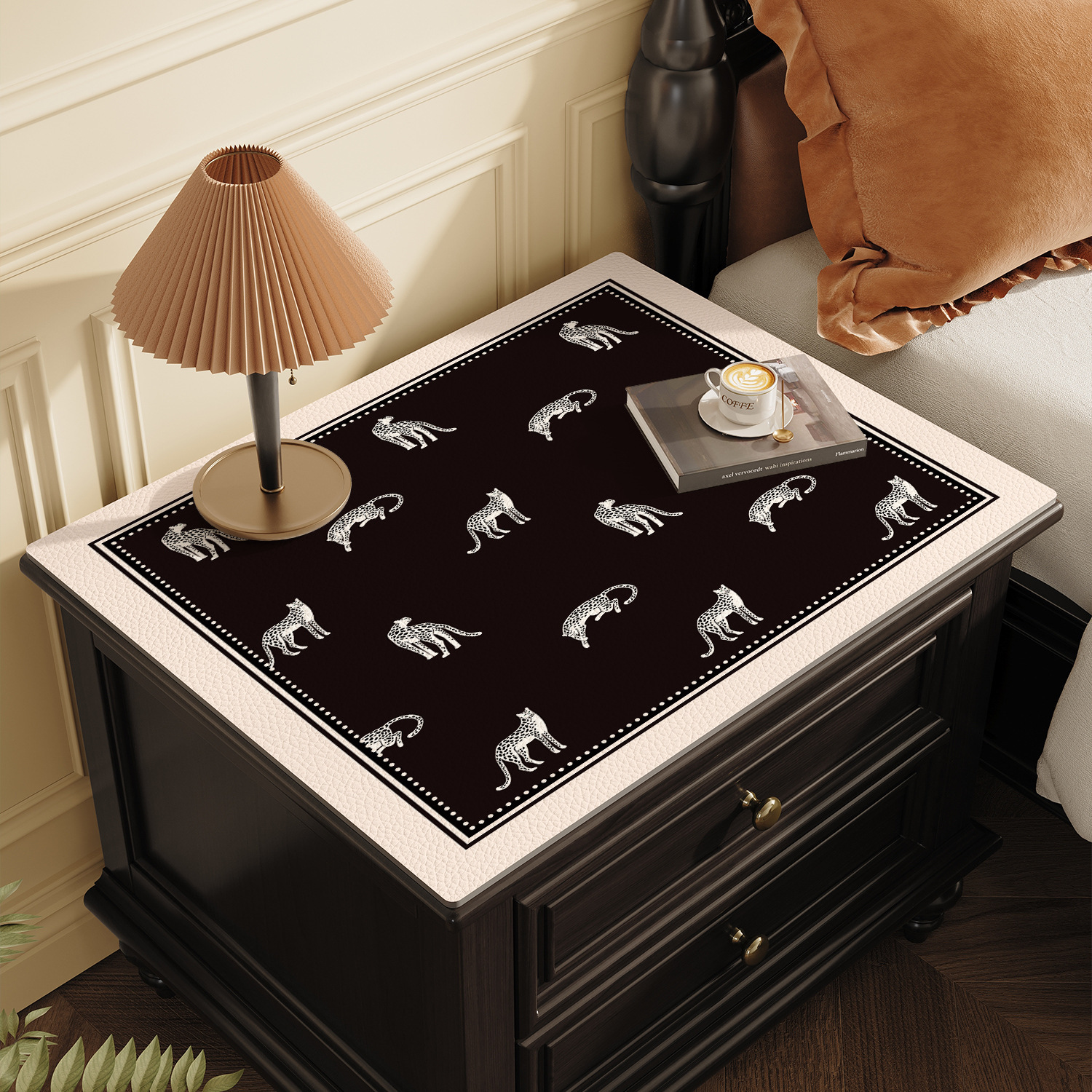 Leather Pad Bedside Counter Top Protective Light Luxury High End Waterproof Oil Proof Dustproof Cover Pad For Refrigerator And Washing Machine