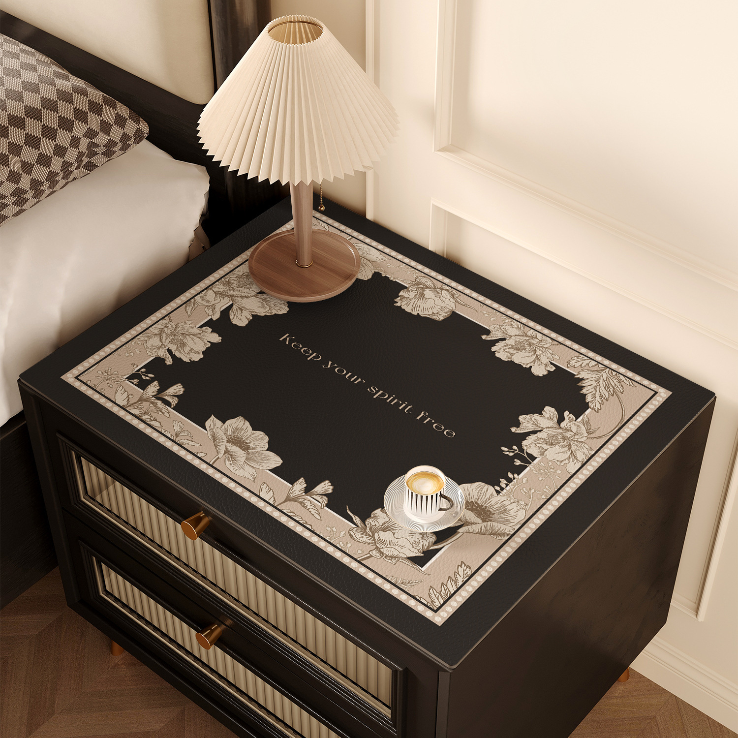 Table Mat Black White Designer Style American Pattern Wash Free Waterproof Heat Resistant Dining Table Placemat For Kitchen