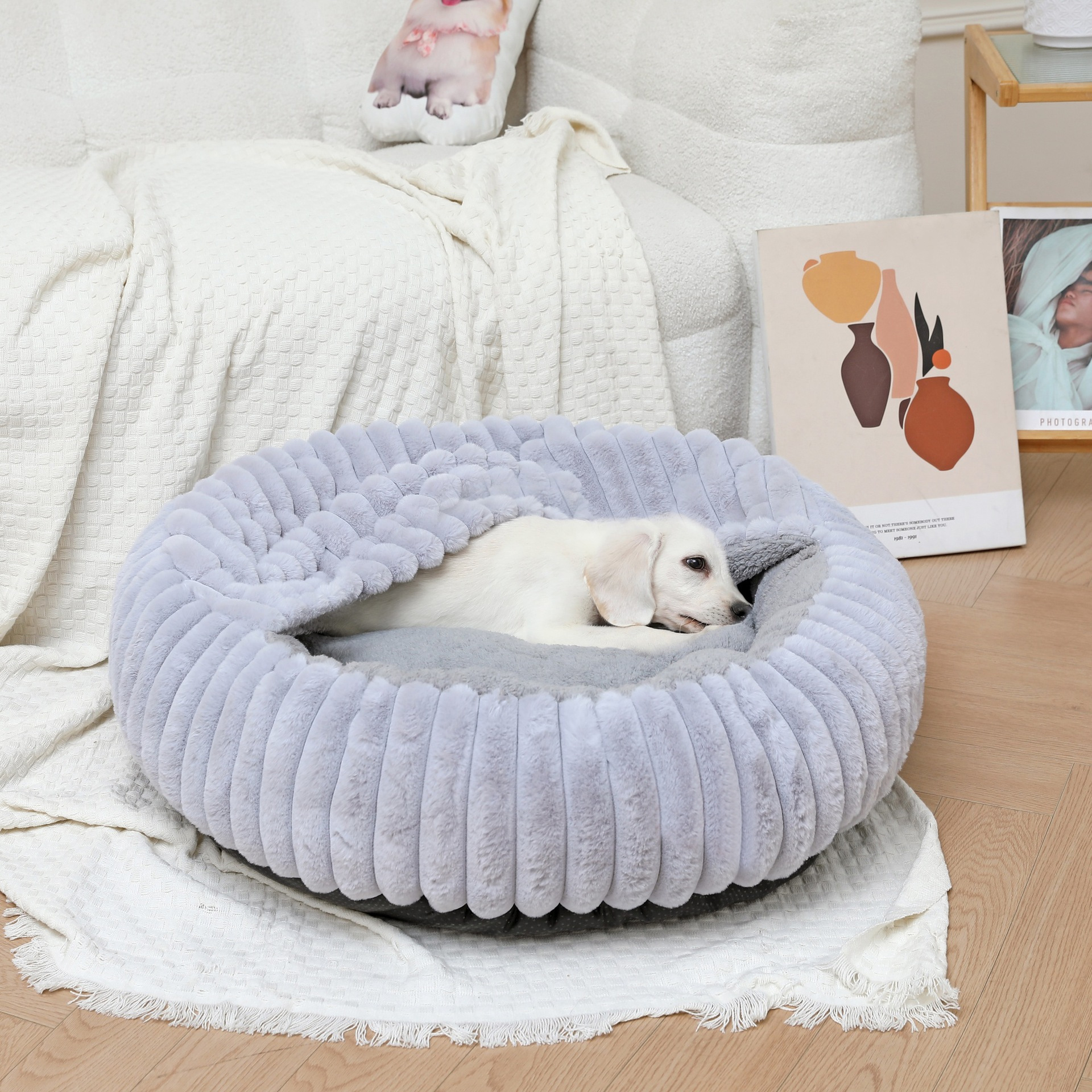 YL-38464 Customized Multi-Color New High-Quality Plush Dog and Cat Kennel with Built-in Blanket for Warmth