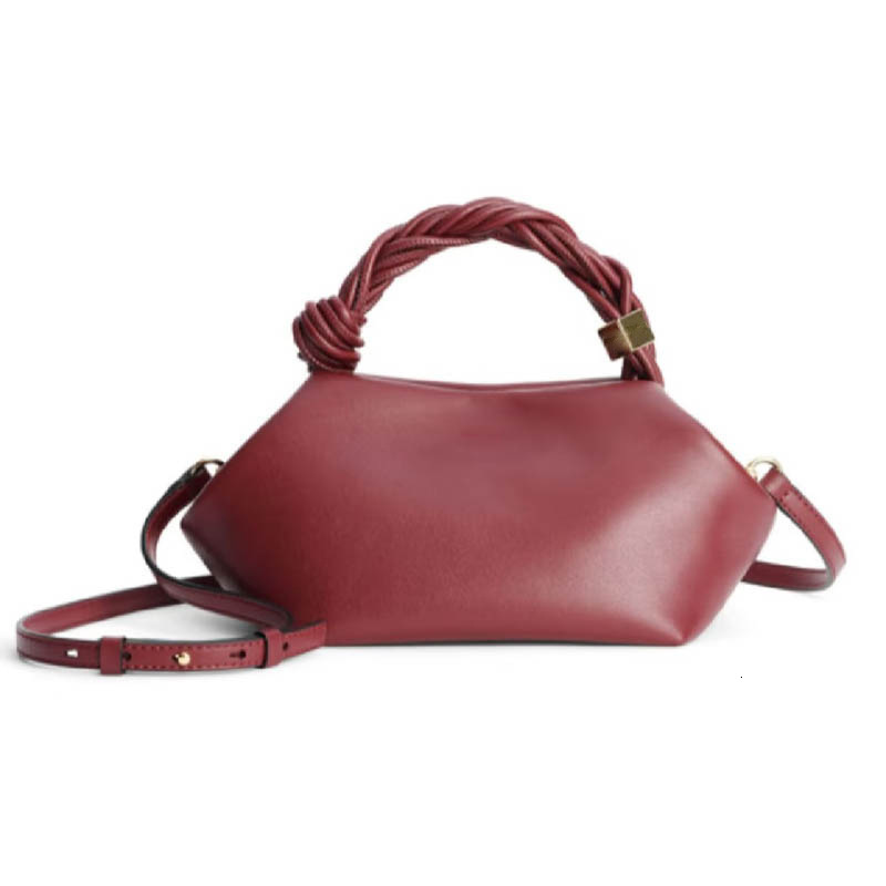 Genuine Braided Handle Clutch - Premium Smooth Leather Handbag, Luxury Multi-way Shoulder Bag