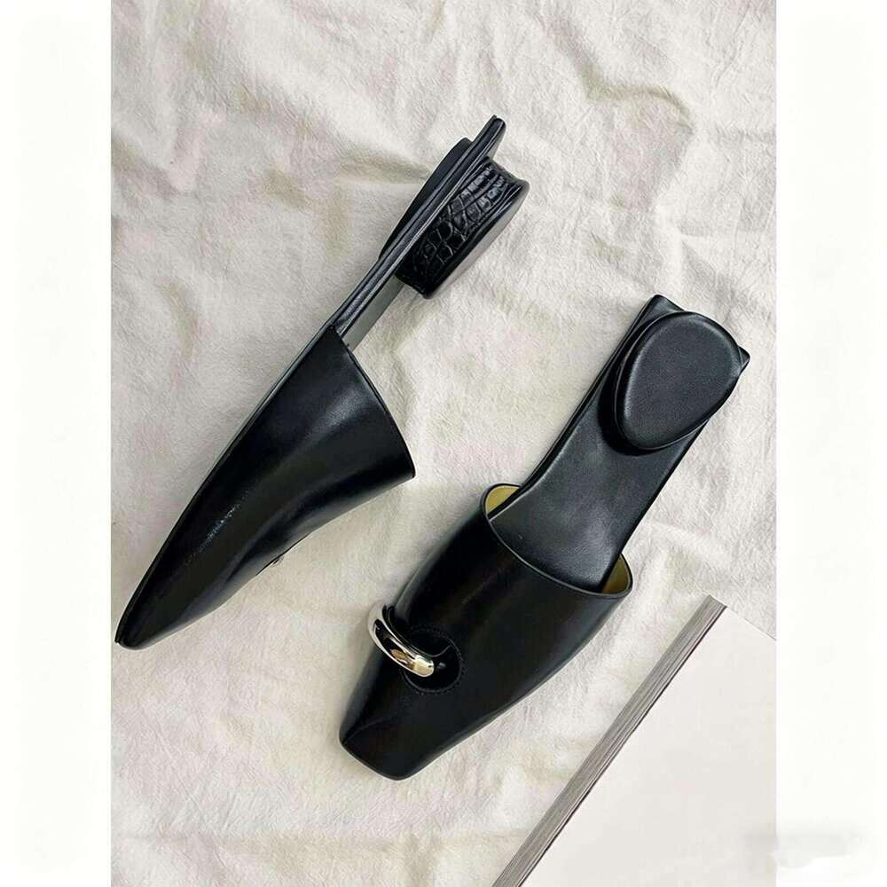 Black Metal ring Slide Sandals | Stylish Open Toe Mule Slippers 2024 dh911125171