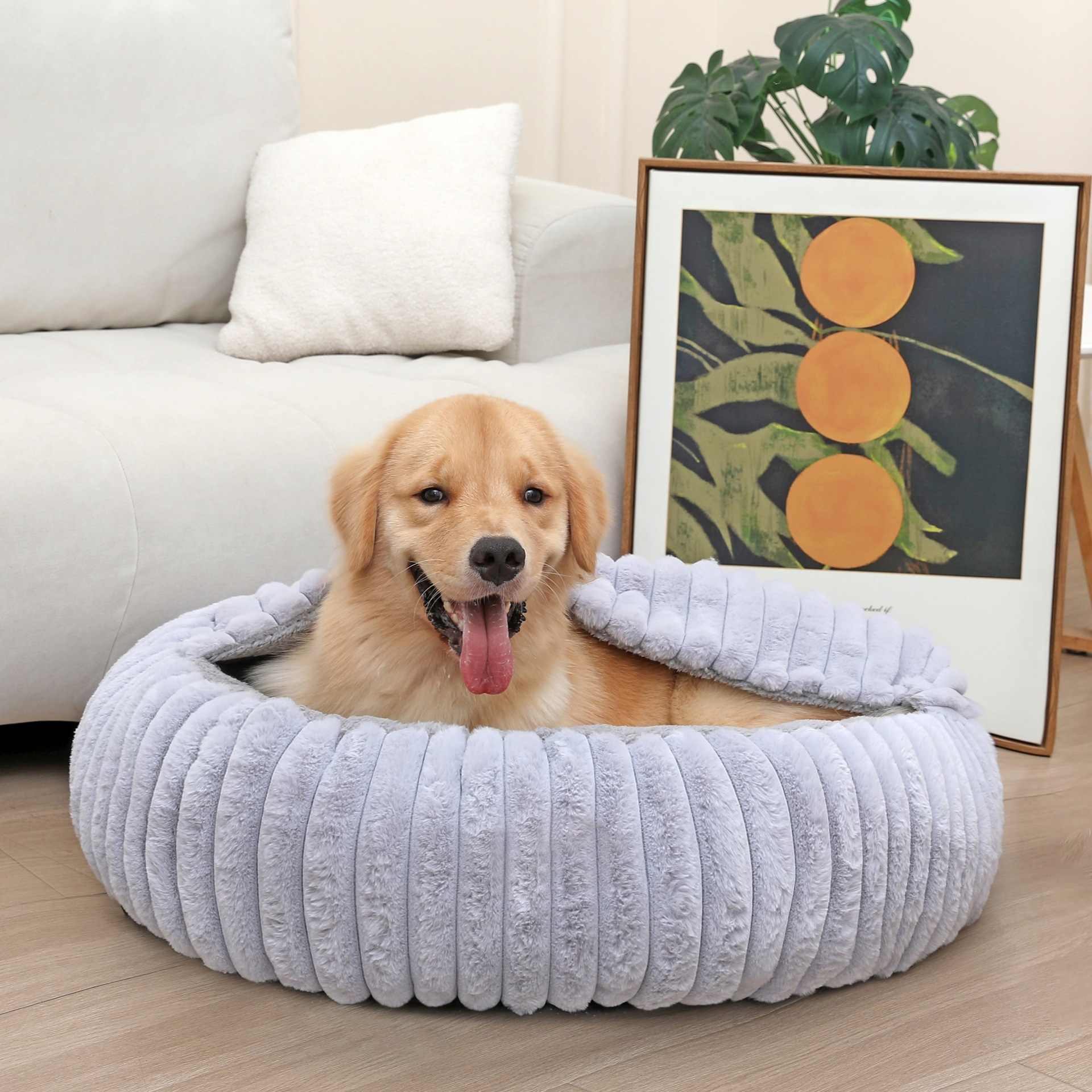 YL-38462 Customized Multi-Color New High-Quality Plush Dog and Cat Kennel with Built-in Blanket for Warmth