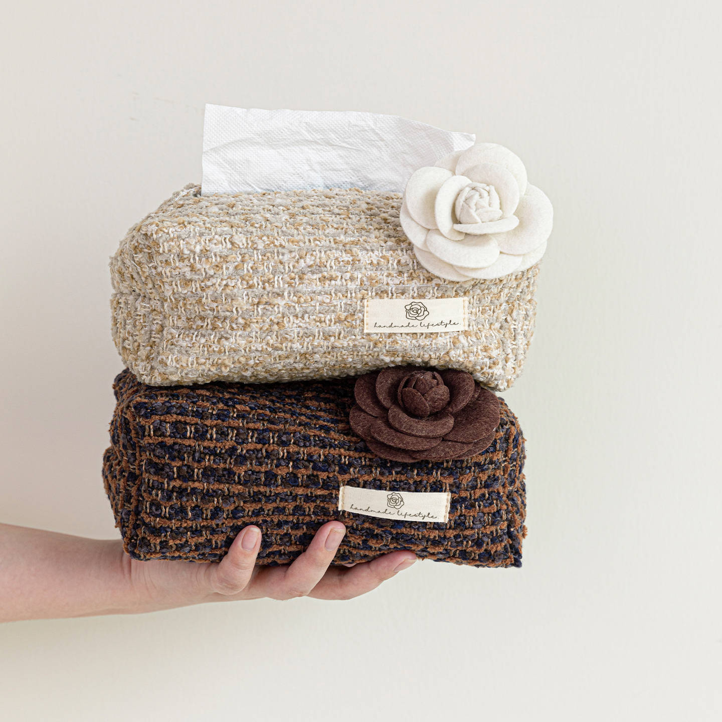 Tissue Box French Style Camellia Living Room Coffee Table Decoration Light Luxury High End Desktop Storage Tissue Bag