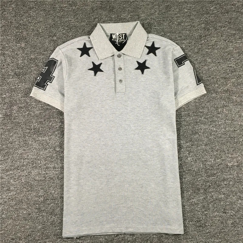 High Novelty Embroidered 7 4 Stars Collar Cute crown Casual Polo Shirts Shirt Skateboard Cotton Polos Top Tee 046 260409