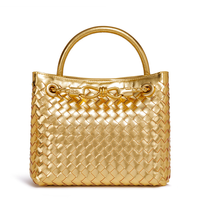 Large Capacity Woven Leather Tote, Women's Genuine Leather Handbag with Detachable Strap, Spacious Work & Shopping Bag