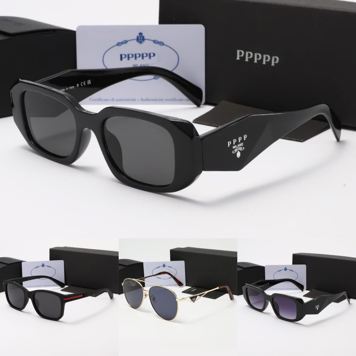 Luxury Designer Sunglasses Triangular Frame UV400 Protection Vintage Retro Eyewear for Men Women with Box