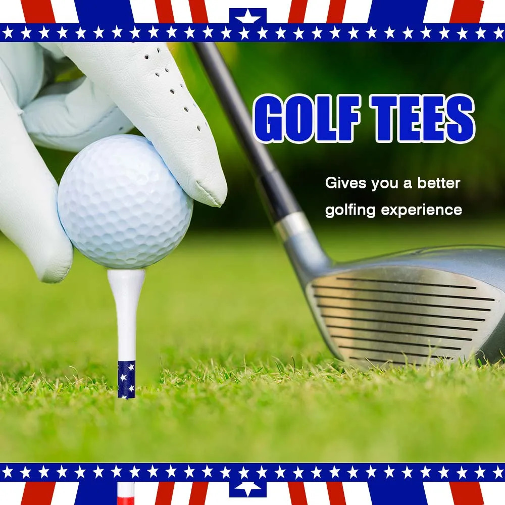 50 Pcs American Flag Style Durable Bamboo Golf Tees HighQuality LongDistance Hitting Professional Friction Reducing Tee 260408