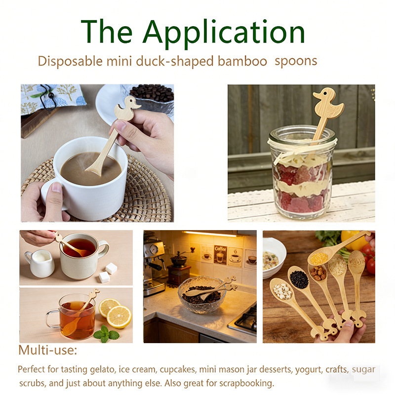 Spoon Natural Bamboo Flower Shaped Food Grade Japanese Style Wooden Spoon For Children Household 2Pcs