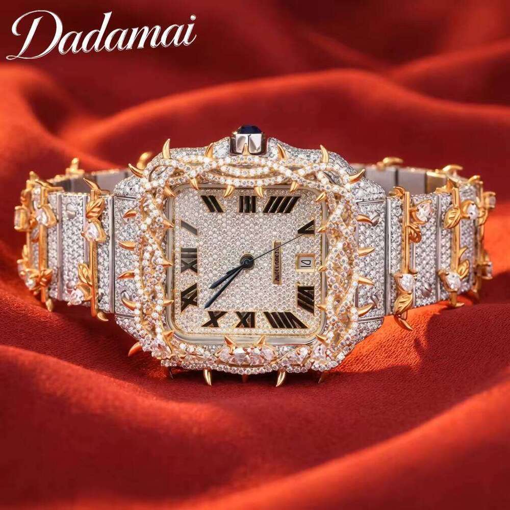 Luxury Men's Moissanite Watch 40mm Dial Automatic Mechanical Stainless Steel Bezel for Men Hip Hop Rapper Custom Logo Montre