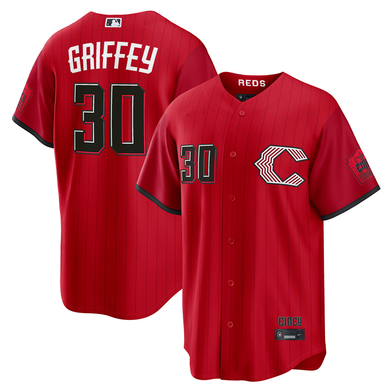 44 Elly De La Cruz 9 Matt McLain 21 Hunter Greene 30 Ken Griffey Jr. 7 Spencer Steer Reds Men 2026 City Connect baseball jersey