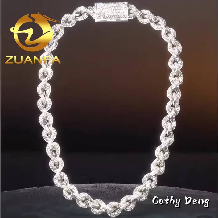 Fashion Moissanite Hip Hop Jewelry Custom Sterling Silver 925 Iced Out Initial Necklace Diamond Moissanite Cuban Chain for Men - view 7
