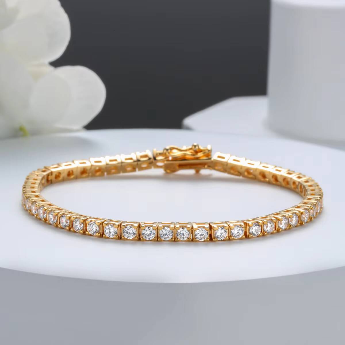 Dropshipping Elegant S925 Sterling Silver Moissanite Tennis Bracelet for Men and Women Couples Design