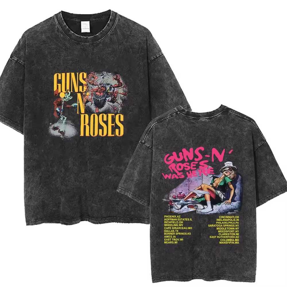 New Arrival Mens Clothes Tee Shirt Homme Graphic T-Shirts Men Tshirt for Men Ropa Hombre Guns N Roses Slash 85 Washed Vintage T260410