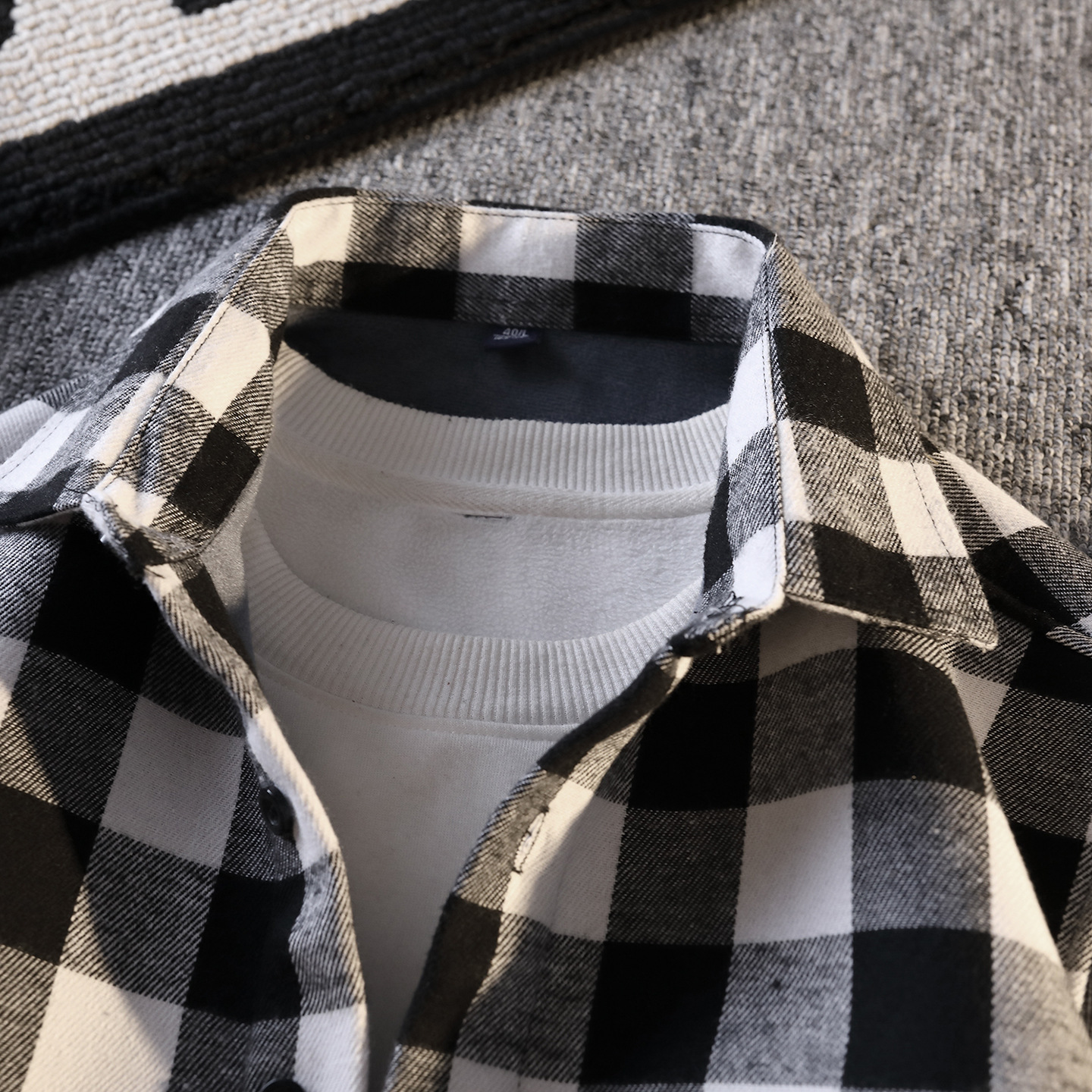 High End Luxury Plaid Long Sleeved Wool Lining Spring And Autumn Men's Shirt Fashion Color Blocked Designer Shirt Thick Thin Wool Jacket Wholesal