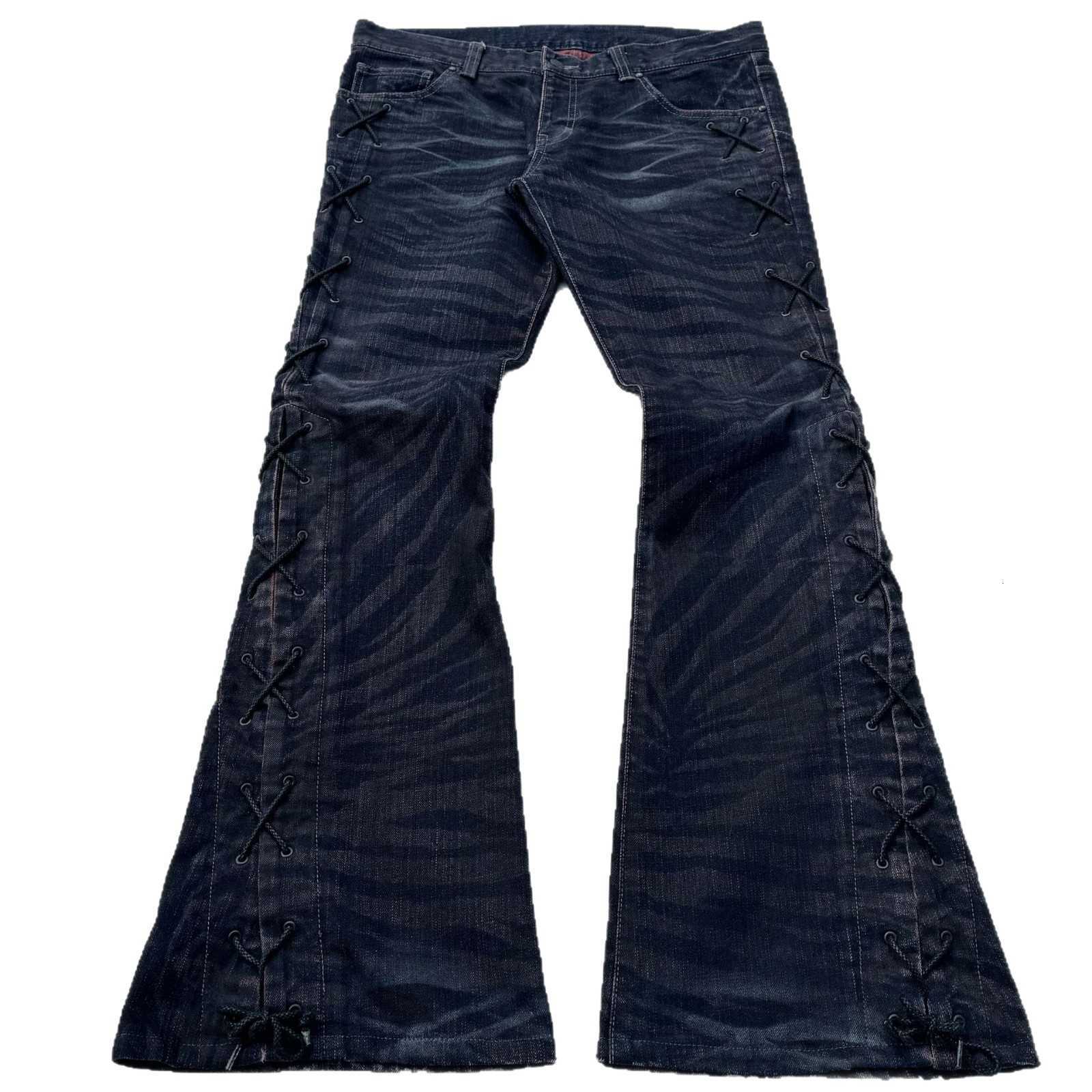 Retro embroidered flared denim girls' street punk y2k low-rise versatile casual floor-length pantsY251105