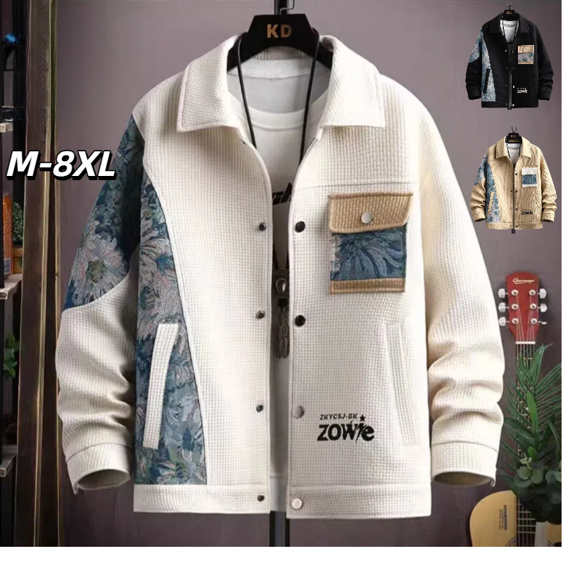 Men's Cross Border Luxury Designer Jacket Spring And Autumn Ethnic Style Patch Collar 2026 New Fashion Jacket Autumn Fashion Luxury Men's We
