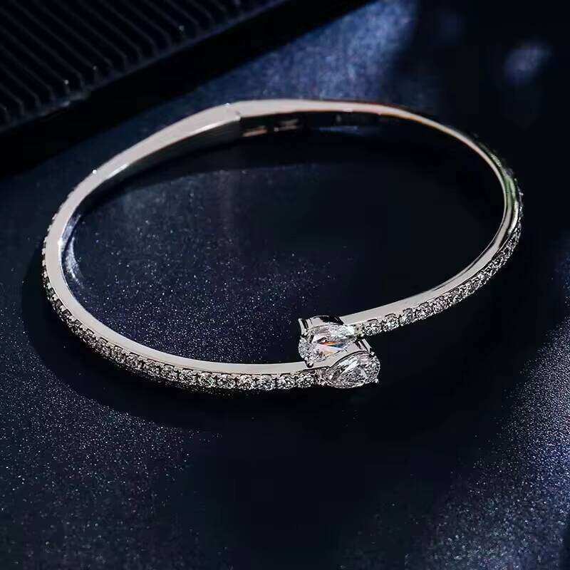 New Fashion Band Silver 10K 14K 18K Solid Gold Moissanite Bracelet Bangle Luxury Jewelry Factory Direct Sale