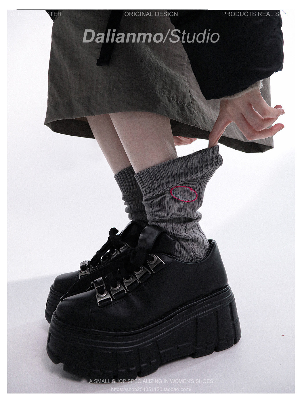 Sandals Platform Round-Toe Leather Comfortable Shoes Metallic White Subculture Y2K Punk High Heels Height-Enhancing Gothic Sneakers