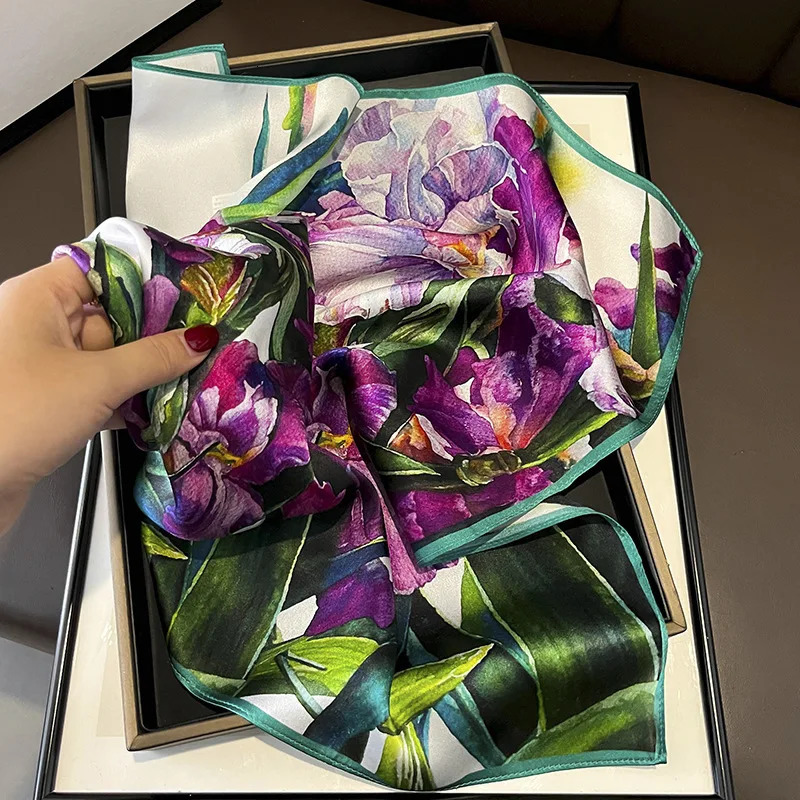 100 Natural Silk Scarf Women Print Bandana Square Scarves Wrap Kerchief elegant Spring Fashion y High Quality Hijab 260409