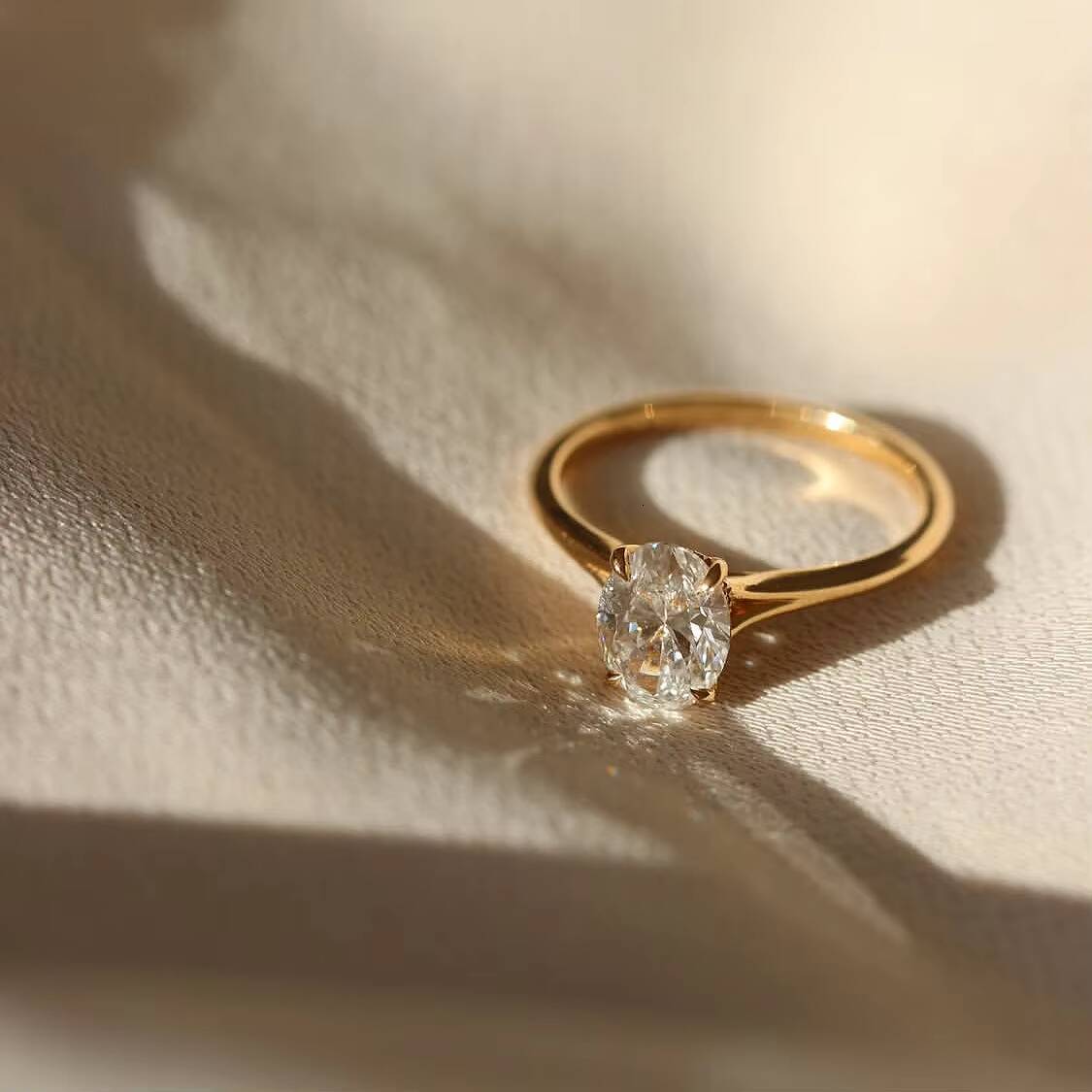 10K 14K 18K Solid Gold Lab Grown Diamond Moissanite Jewelry 1 2 3CT Oval Cut IGI Certified Synthetic Diamond Ring Wedding Giift
