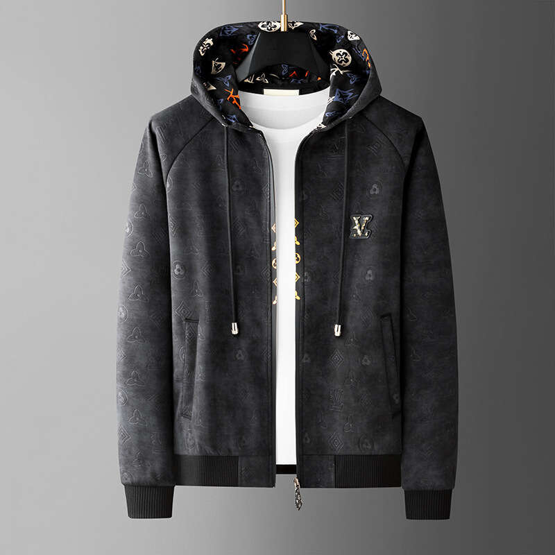 European High Quality Men's Luxury Embossed Two-Piece Set, 2026 Autumn Hooded Sports Suit with Personalized Badge