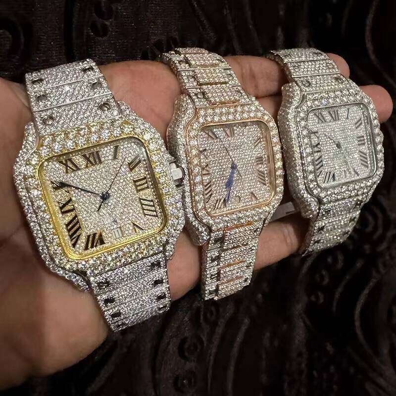 Hip Hop CustomizedAutomatic Mechanical Watch Iced Out Moissanite Diamonds Watches