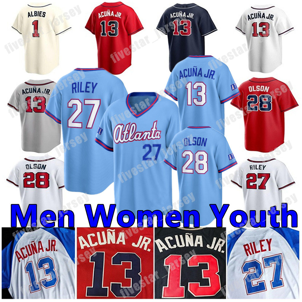 Custom Jersey 13 Ronald Acuna Jr. 27 Austin Riley Chris Sale Matt Olson Harris II Spencer Strider Walle n Ozzie Albies braves Jones Men Women Youth Baseball