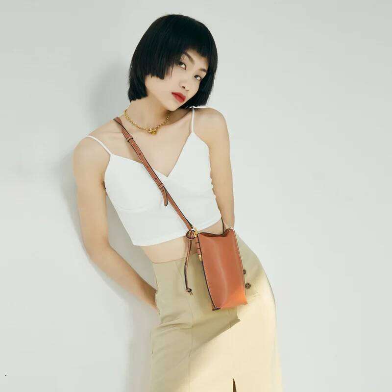 Mini Cow Genuine Leather Crossbody Bag For Women Fashion Single Shoulder Phone Bag Lightweight Casual Small Purse Ladies Daily Portable Messenger Bag 