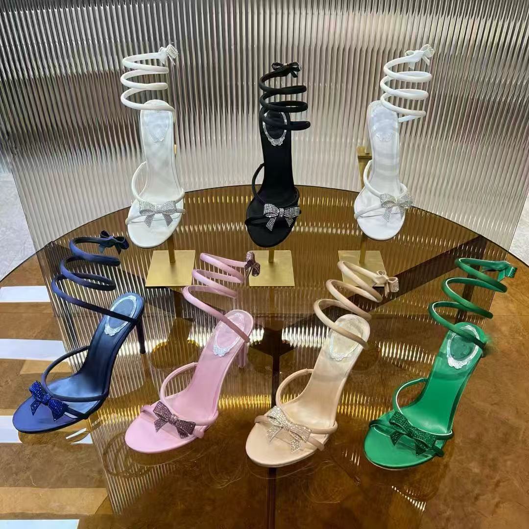 Luxury Shoes Crystal-embellished Mirror Face Pumps Slingbacks Spool Heels Sandals for Women Rhinestone flower decoration sandals stiletto evening dress shoes
