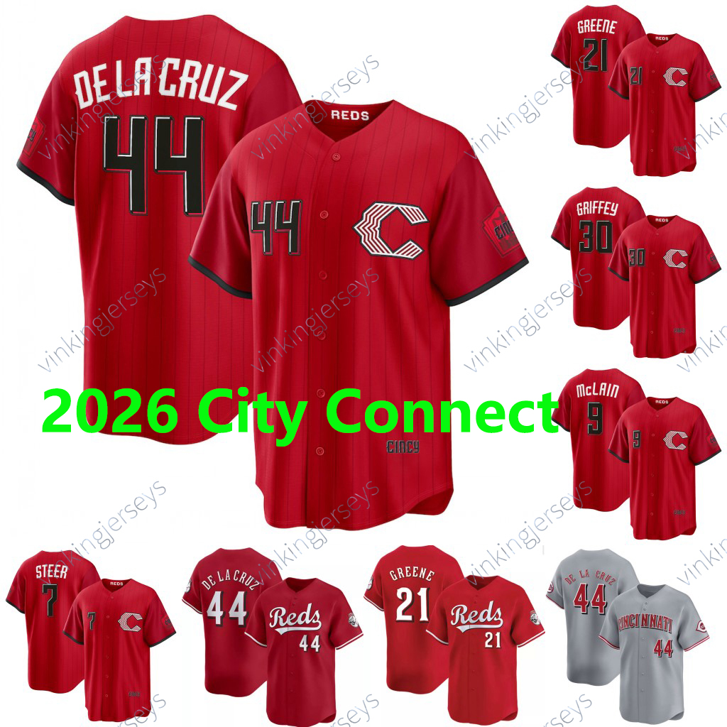 Cincinnati Red 2026 City Connect Jersey Elly De La Cruz Pete Rose Barry Larkin Gavin Lux Tj Friedl Spencer Steer Matt Mclain Chase Burns Customn Stitched
