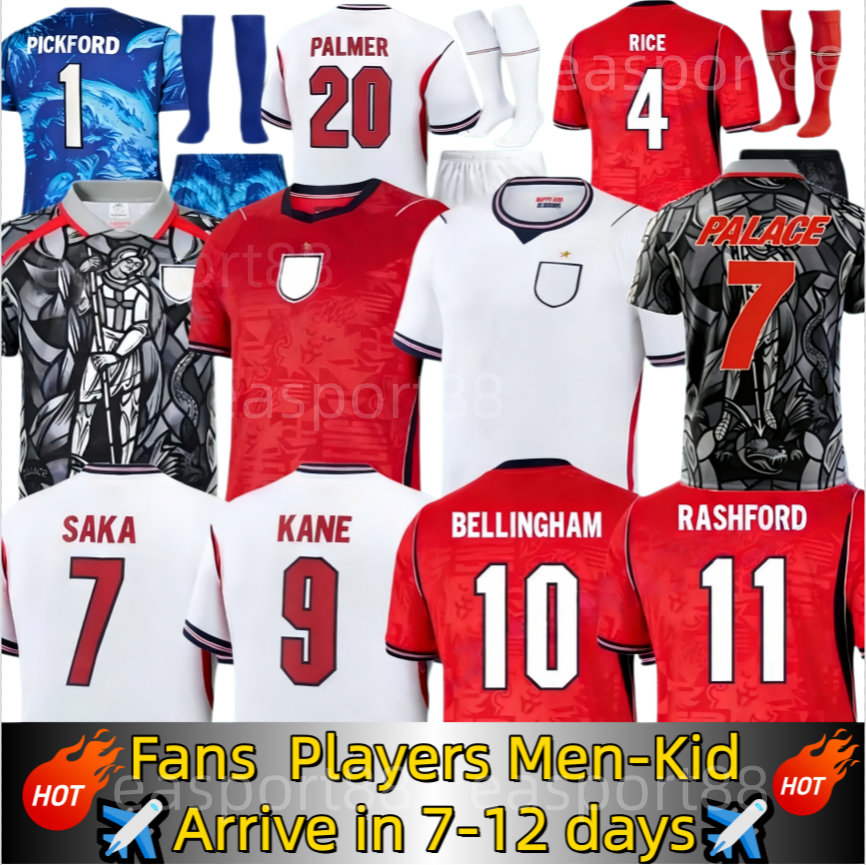 2026 World Cup Englandss football jersey KANE Soccer Jerseys BELLINGHAM WATKINS RICE SAKA FODEN RASHFORD STERLING STONES GREALISH Men Kids Football Shirt kit