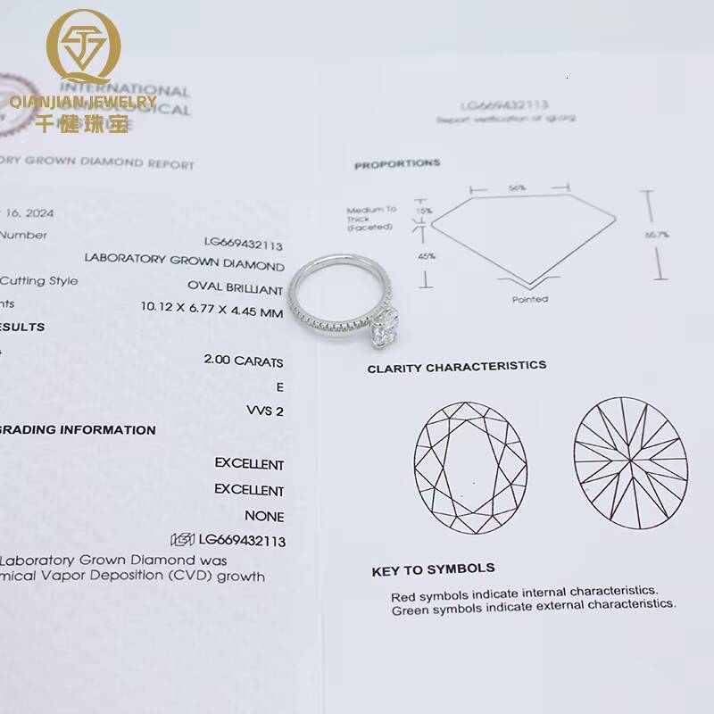 IGI Oval Cut Lab Diamonds Engagement Ring 925 Sterling Silver Gold Plated Luxury Halo Set Half Paved Band Lab Grown Diamond Ring