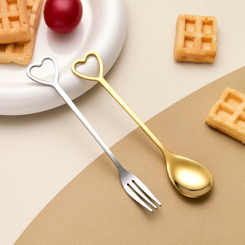 Cutlery Set Creative Stainless Steel Small Gift Box Heart Coffee Dessert Spoon Fruit Fork