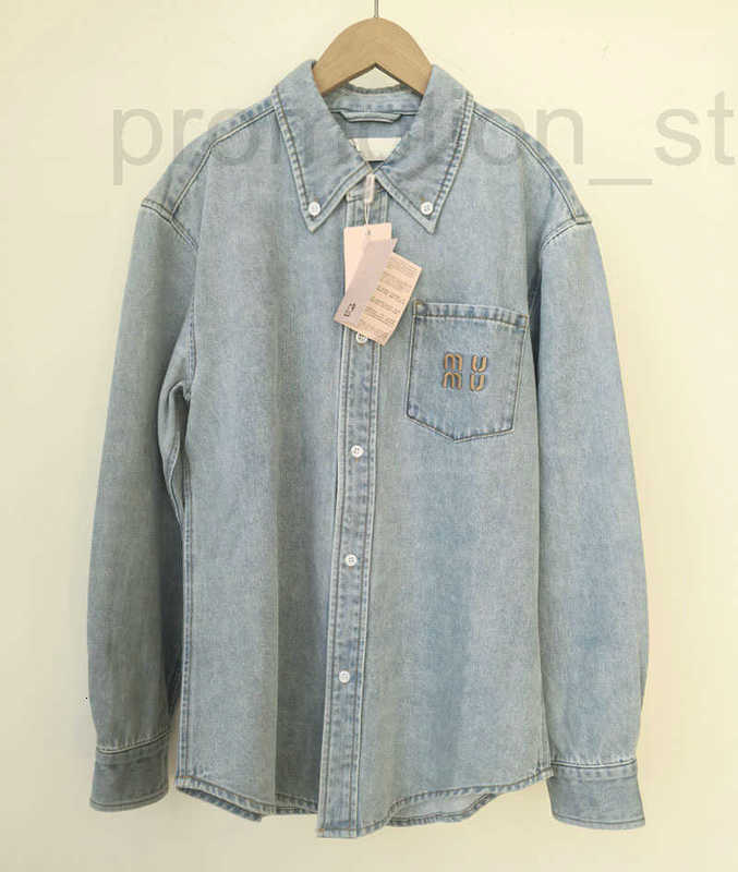 Men's Jackets designer New MM versatile embroidered letter denim shirt blue washed vintage long-sleeve turn-down collar casual for women
